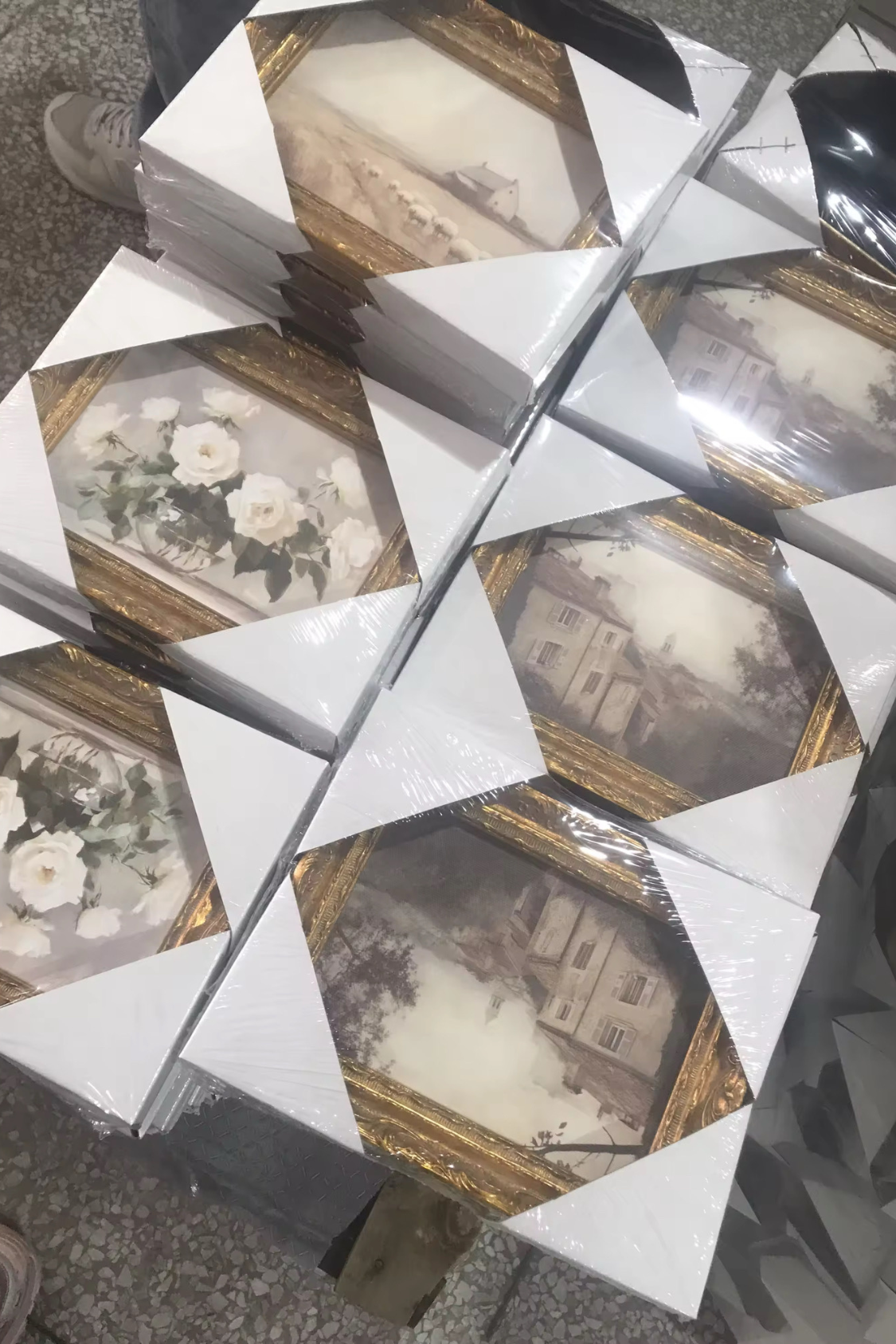 Vintage Dried Flower Pot | French Country Brass Gold Framed Art