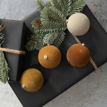 3.25" Tan Flocked Balls | Set 4