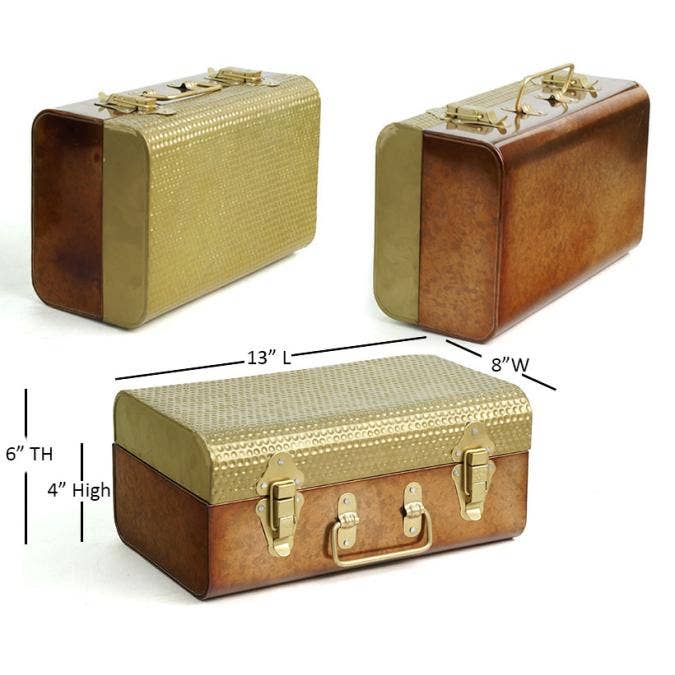 Metal Trunk Box Gold Copper Finish