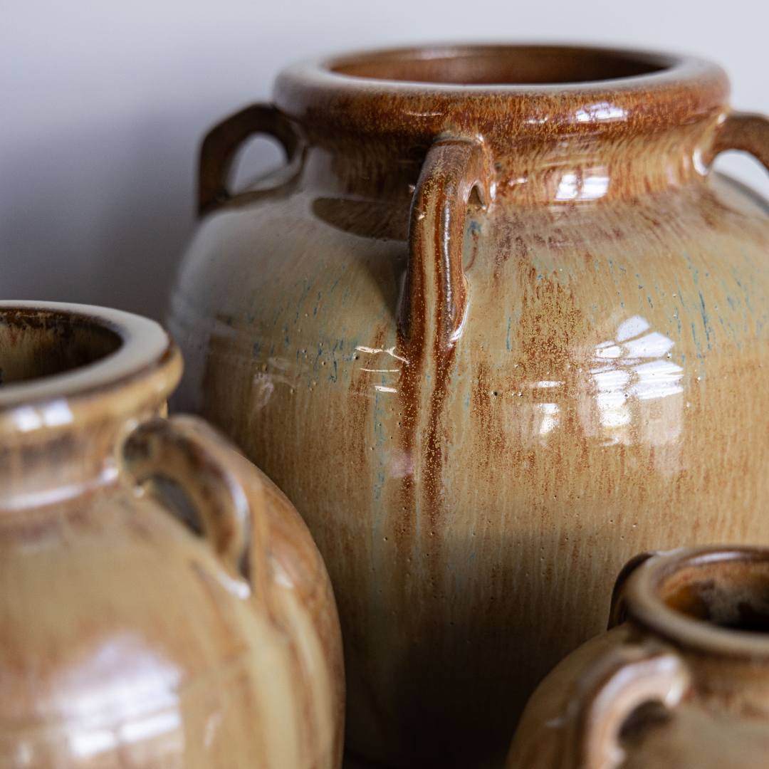 Chevalier Cream Glazed Vase With Handles