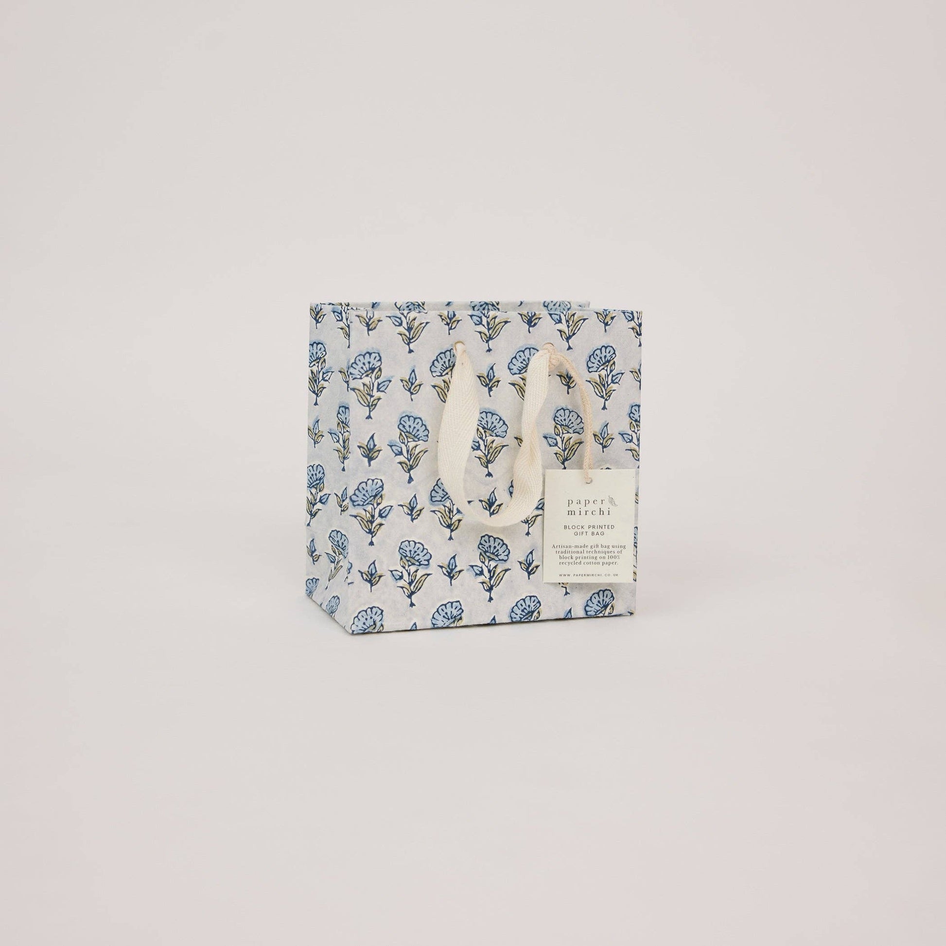 Block Printed Gift Bags (Small) - Blue Stone Refresh - Magnolia Lane co. Home + Garden + Gift