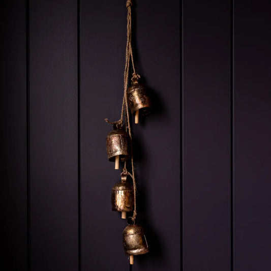 Hanging Vintage Iron Bell Clusters Christmas Decor Large