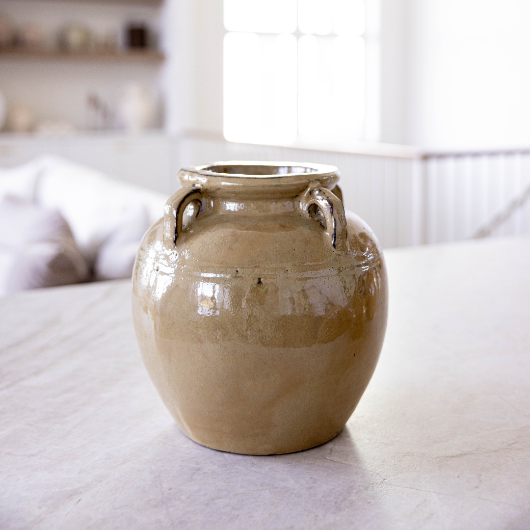 Chevalier Cream Glazed Vase With Handles