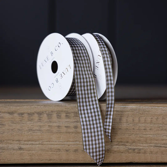 Gingham Olive Ribbon Holiday Decor