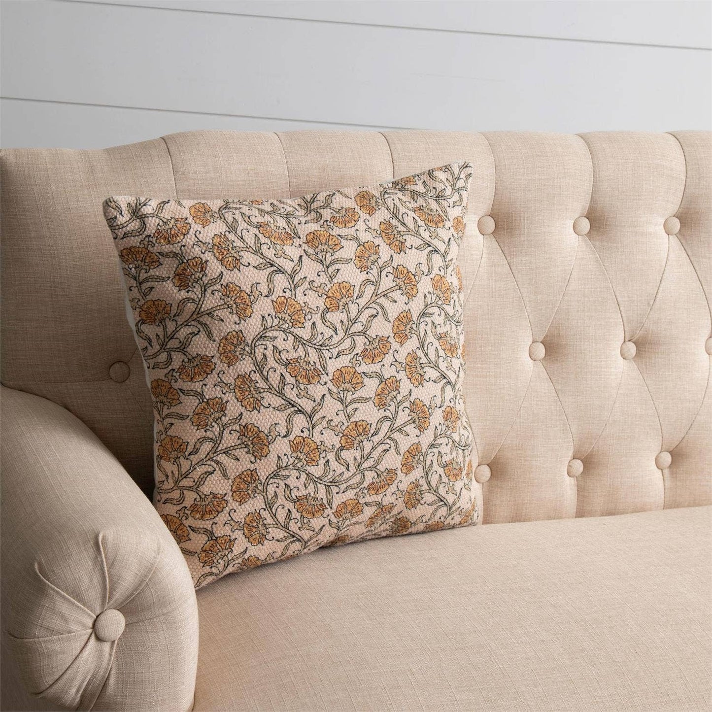 Pillow - Knubby Slub Block Print, Dandelion