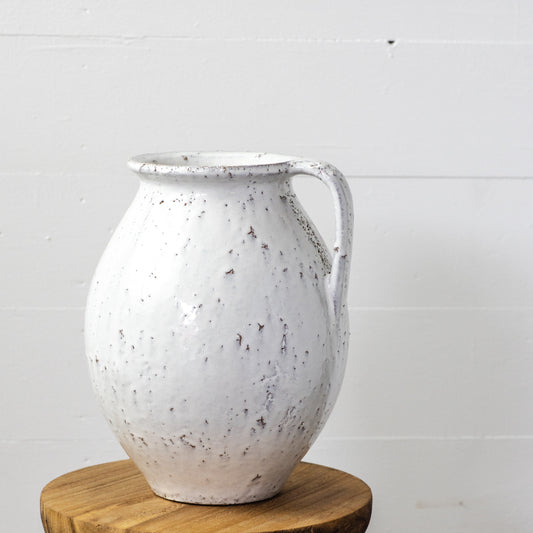 12" REACTIVE WHITE HANDLE VASE