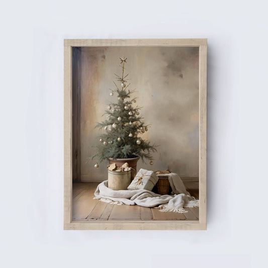 Vintage Christmas Tree Painting  | Christmas Wall Art A230