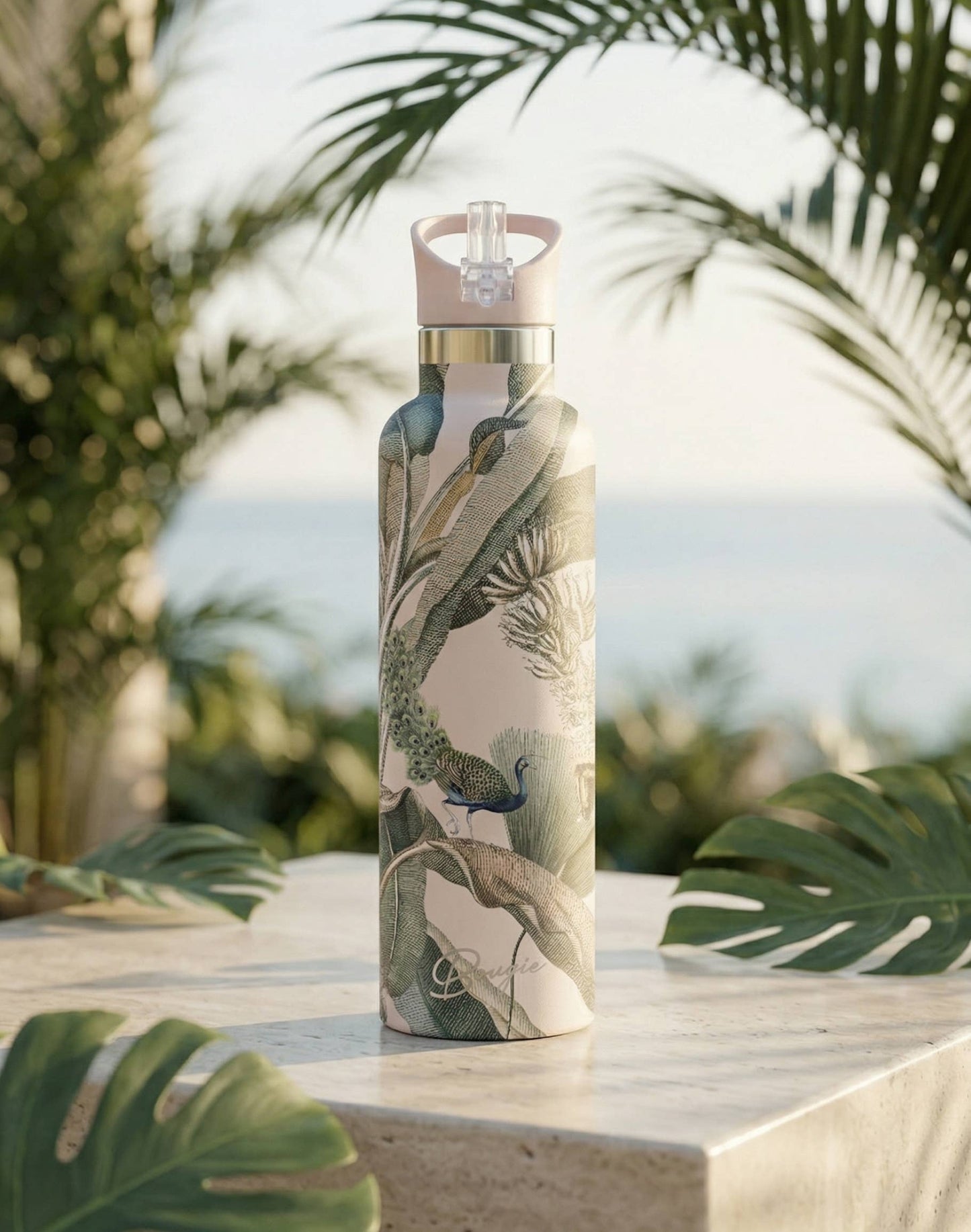 Tropique | Vintage Peacock & Palm Insulated Water Bottle 25o