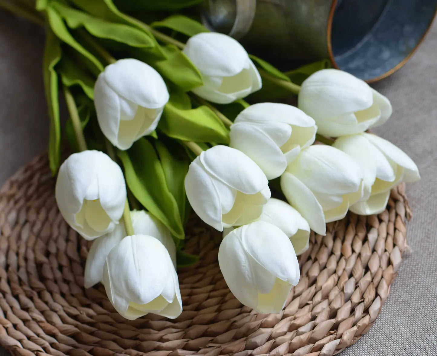 Ivory Cream Real Touch Tulips