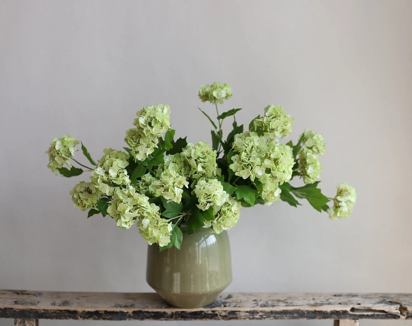 25" Artificial Snowball Flowers Branch in Green - Magnolia Lane co. Home + Garden + Gift