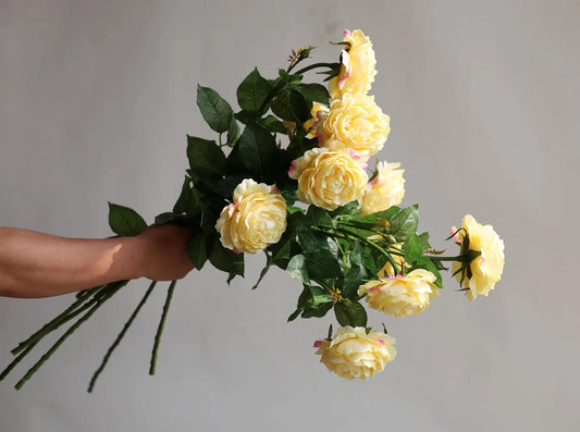 25.5" Faux Soft Yellow Real Touch Rose