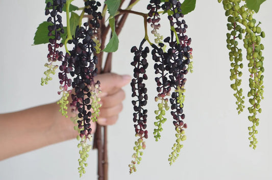32.5" Faux PokeBerry Branch In Burgundy
