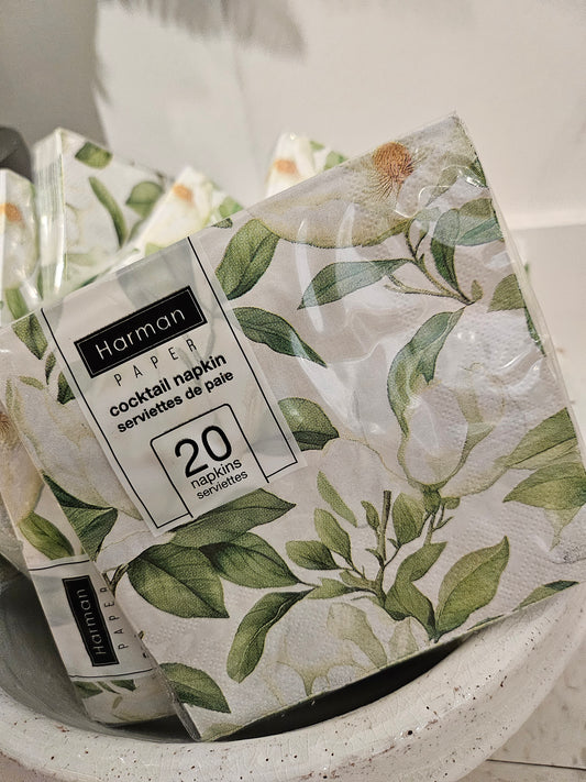 WHITE BLOSSOM Cocktail Napkin 20PK