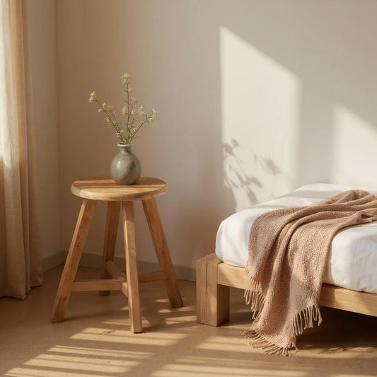 Vintage round teak stool - Magnolia Lane co. Home + Garden + Gift