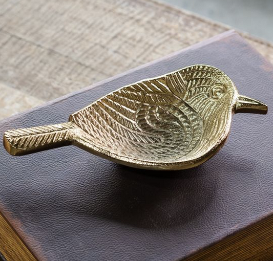 TEXTURED GOLD BIRD DISH