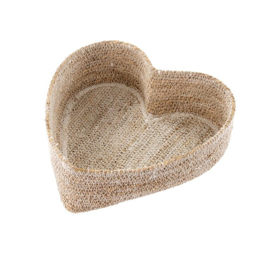 Heart Seagrass Basket, White - Magnolia Lane co. Home + Garden + Gift